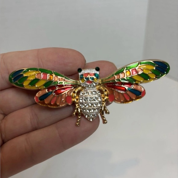 Accessories - Colorful Insect Brooch with Rhinestones